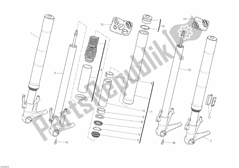 Tutte le parti per il Forcella Anteriore del Ducati Hypermotard 796 USA 2011